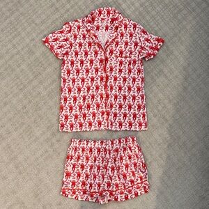 Roller Rabbit Red and White Monkey Pajamas